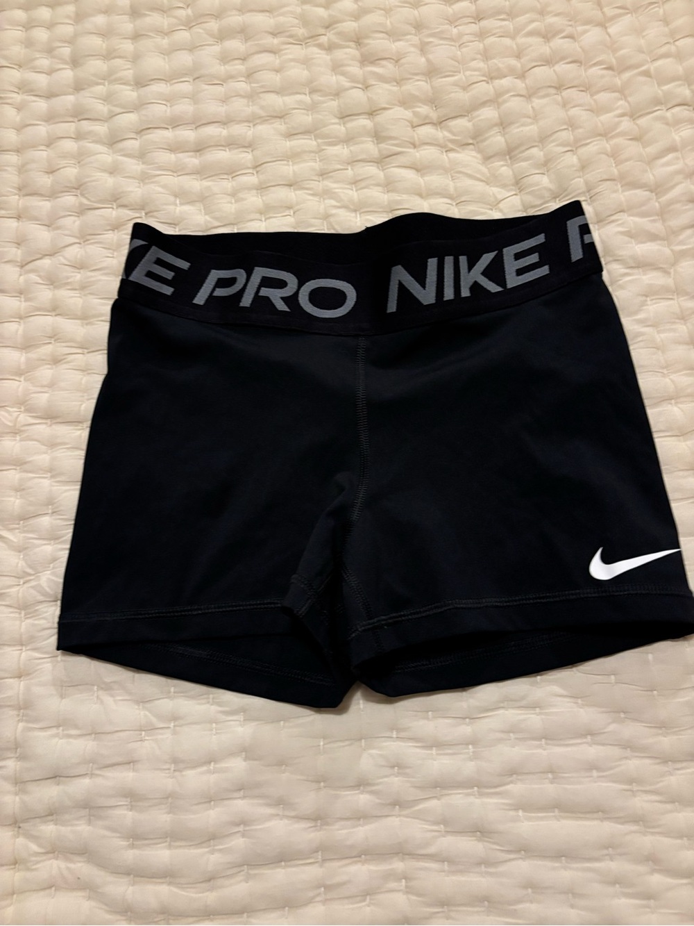 Nike Black Pro Compression Bike Shorts with White Swoosh